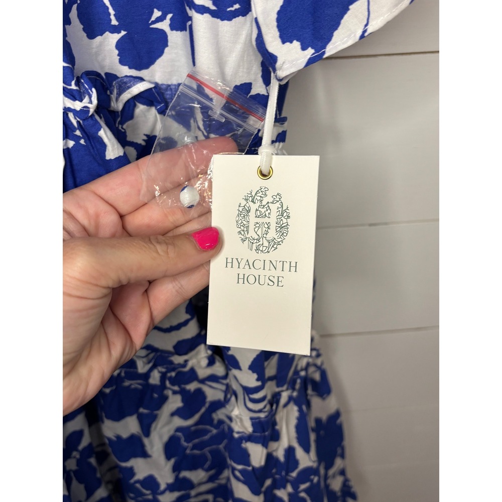Tuckernuck Hyacinth House NWT Womens Medium Dress Blue White Floral Tiered Mini - Picture 8 of 11